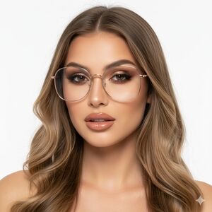 Goldtone Oversized Fashion Eyeglasses UV400 NWT